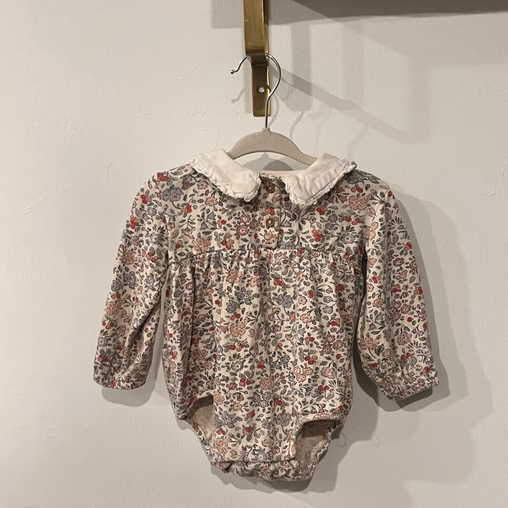 H&M Floral Baby Romper with Peter Pan Collar